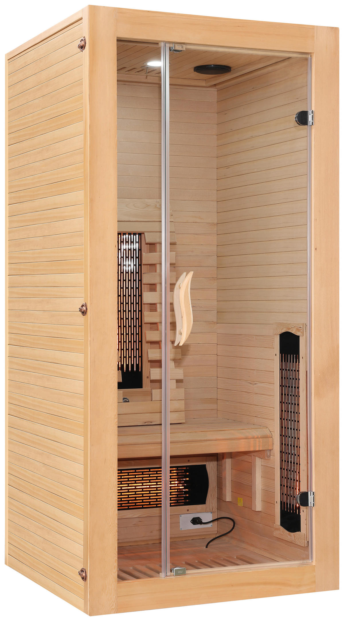 INFRAROTKABINE für 1 Personen  - Naturfarben, Basics, Glas/Holz (90/190/90cm) - Sanotechnik