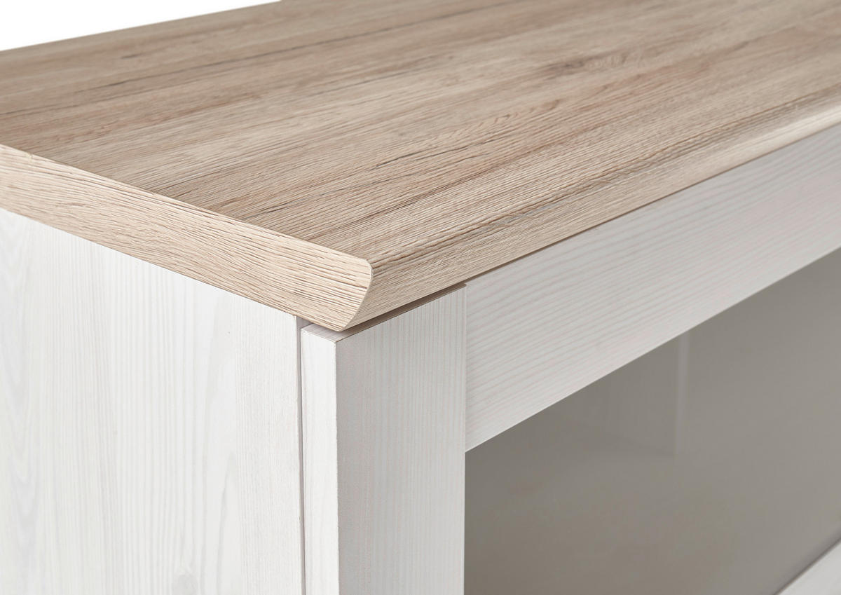 BAR Braun, Weiß  - Anthrazit/Silberfarben, Design, Glas/Holzwerkstoff (128/137/42cm) - Xora