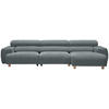 ECKSOFA in Velours Blaugrau  - Buchefarben/Blaugrau, Design, Holz/Textil (329/150cm) - Lomoco