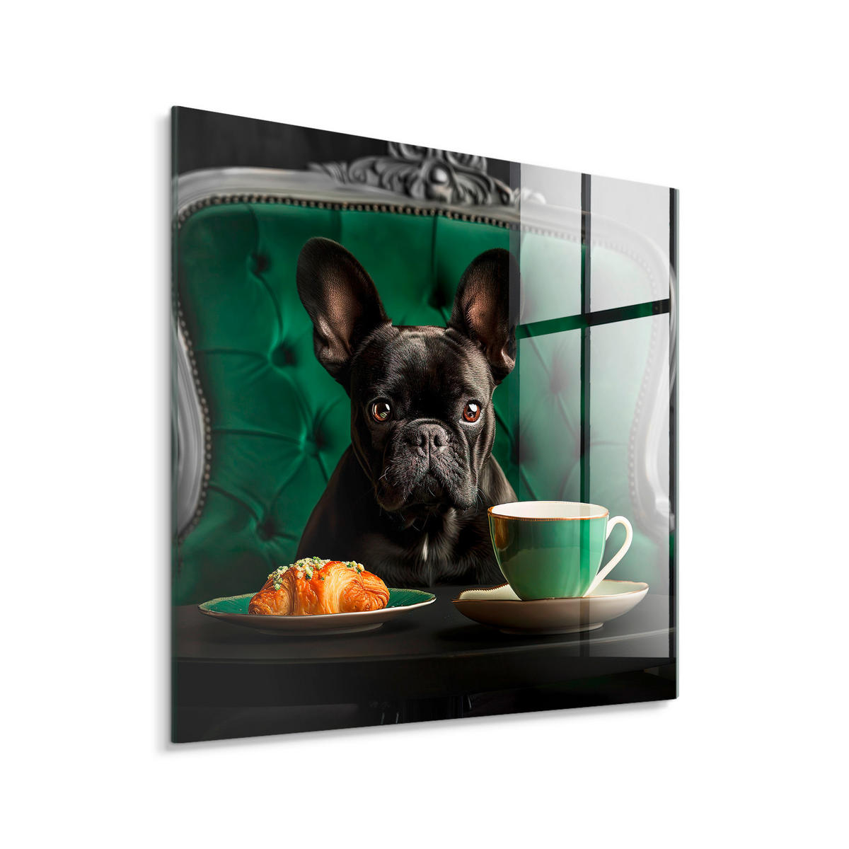 TABLOU PE STICLĂ 30/30 cm  - verde închis/negru, Basics, sticlă/hârtie (30/30cm) - Monee