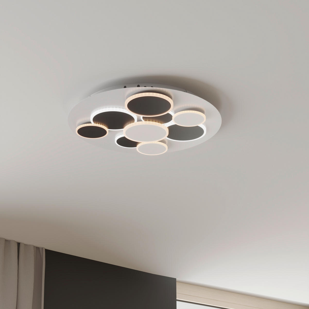 STROPNÍ LED SVÍTIDLO, 46,8/6 cm  - bílá/černá, Trend, kov/plast (46,8/6cm) - Novel