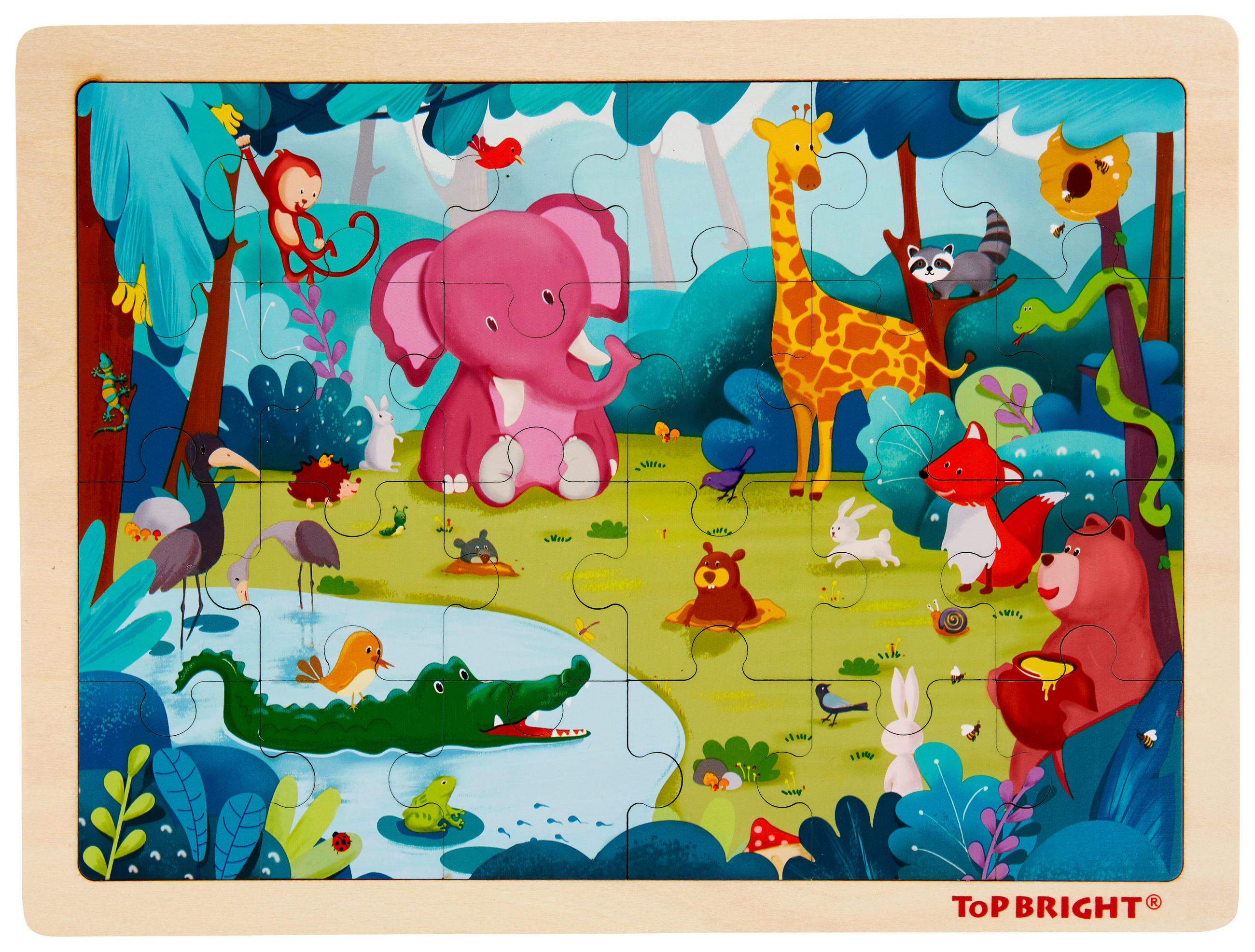 PUZZLE - viacfarebná/modrá, Basics, drevo (30/22,5/0,8cm) - My Baby Lou