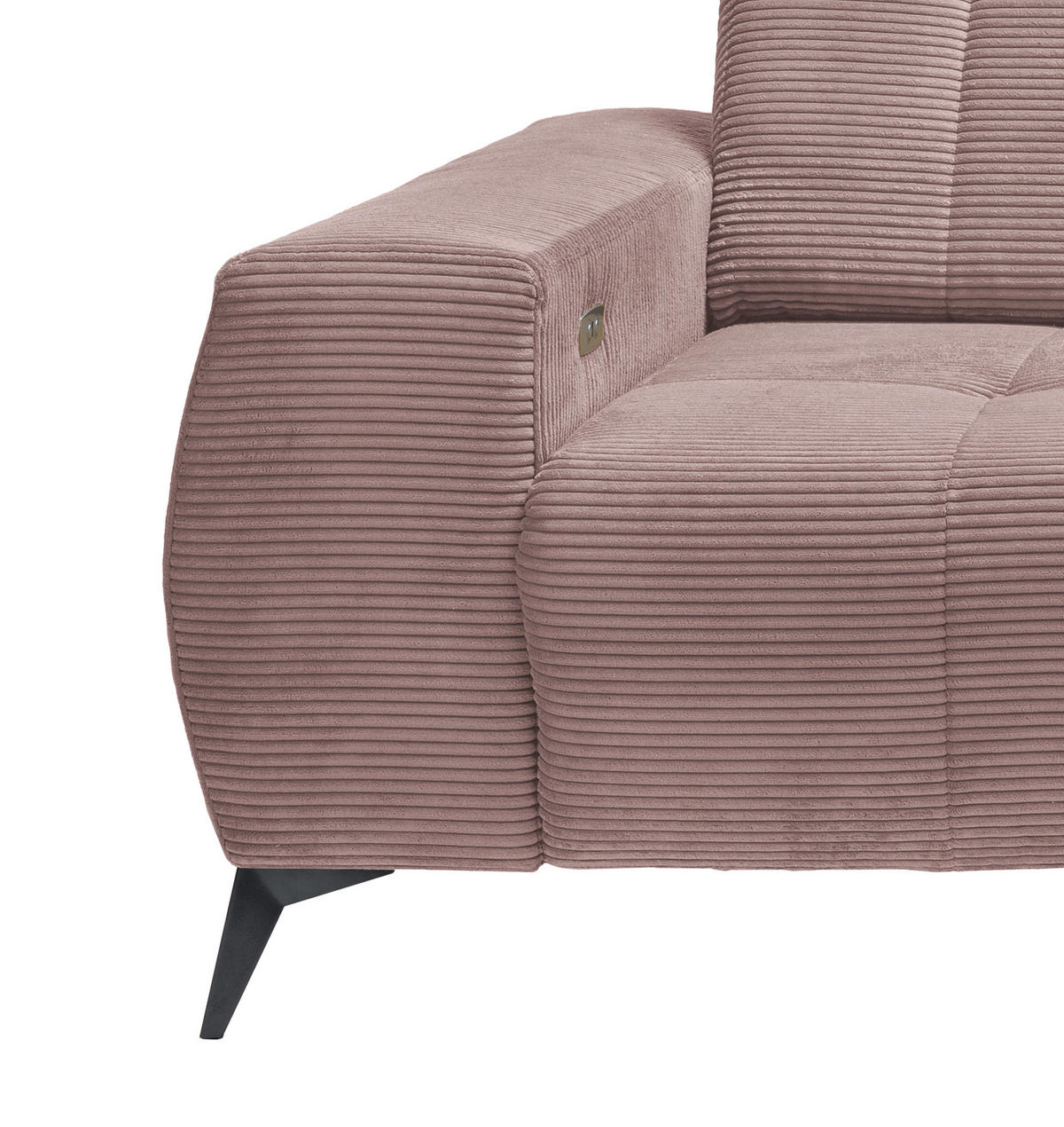 ECKSOFA in Cord Rosa  - Schwarz/Rosa, Modern, Textil/Metall (258/180cm) - Livetastic