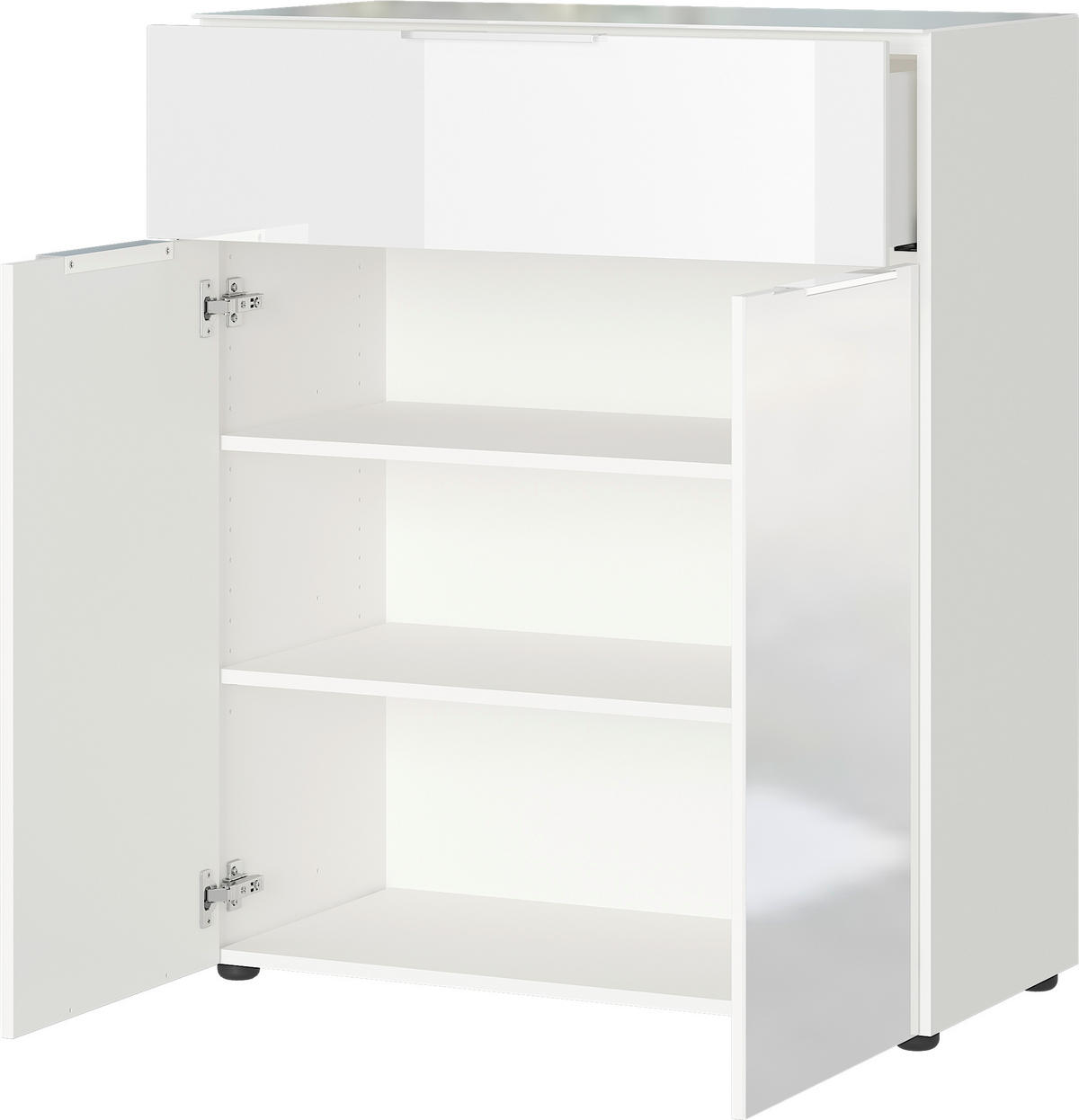 KOMÓD 83/102/42 cm  - fekete/ezüstszínű, Modern, műanyag/faalapú anyag (83/102/42cm) - Premium Living