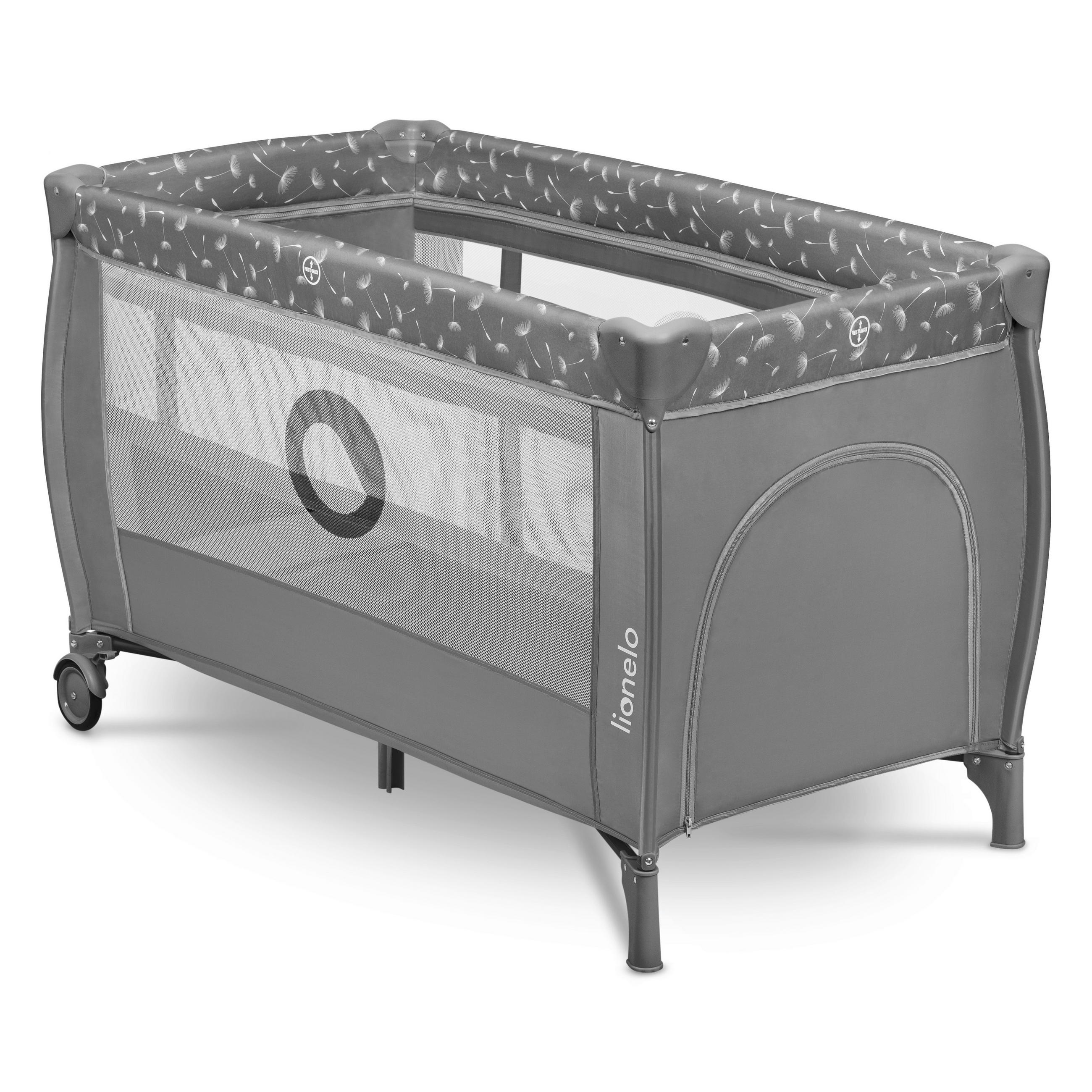Lionelo Reisebett Stefi Plus Grau, Weiß 65x76x125 cm