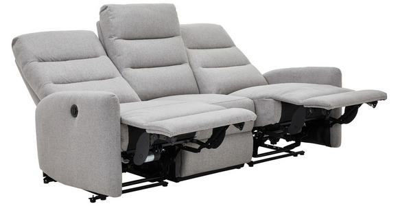 3-SITZER-SOFA Webstoff Hellgrau  - Hellgrau/Schwarz, Design, Kunststoff/Textil (192/105/94cm) - Carryhome