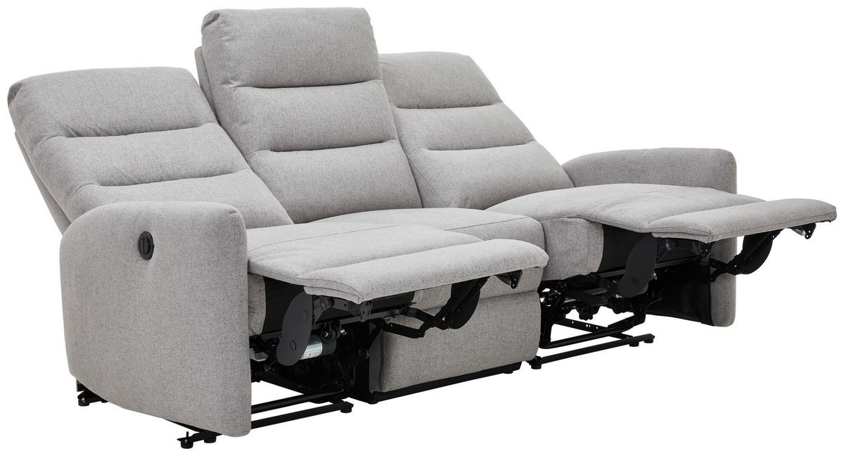 3-SITZER-SOFA Webstoff Hellgrau  - Hellgrau/Schwarz, Design, Kunststoff/Textil (192/105/94cm) - Carryhome