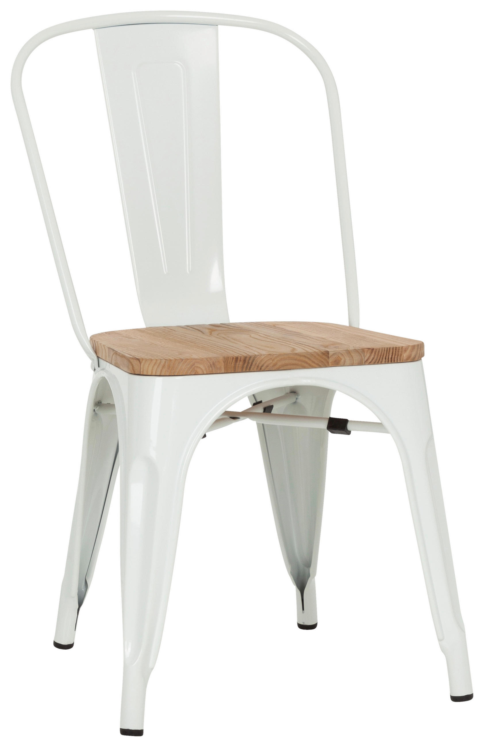 STOL stål  - vit/mörkbrun, Basics, metall/trä (44/84/54cm) - MID.YOU