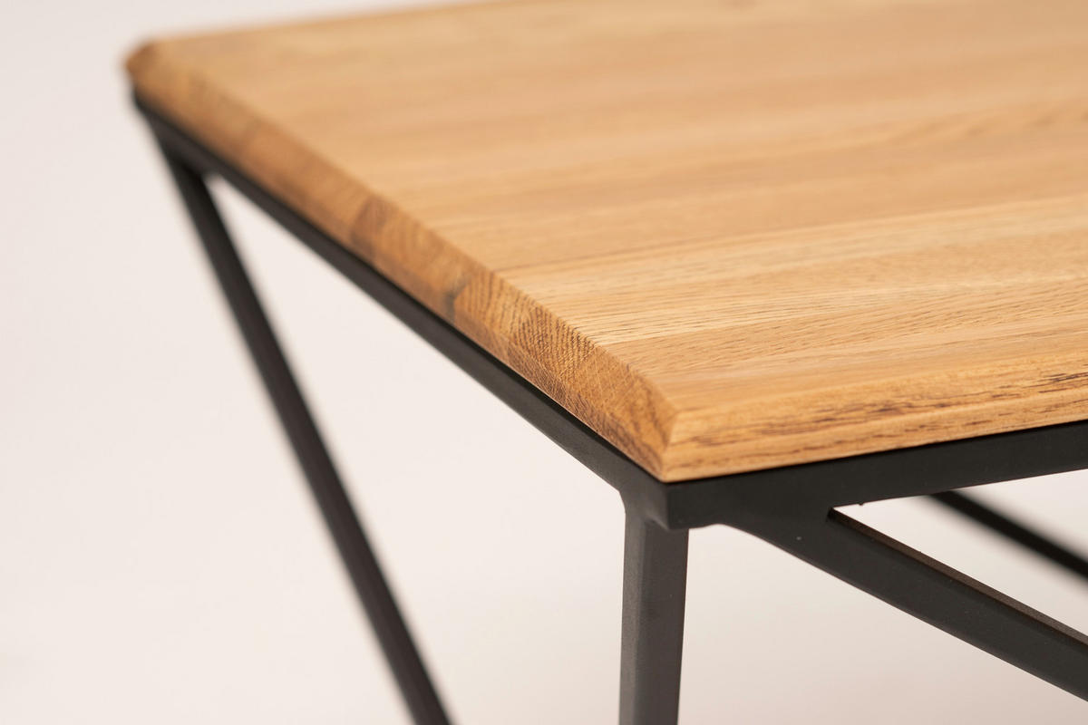 COUCHTISCH Wildeiche massiv 110/60/40 cm rechteckig Schwarz, Wildeiche  - Wildeiche/Schwarz, Trend, Holz/Metall (110/60/40cm) - Boxxx