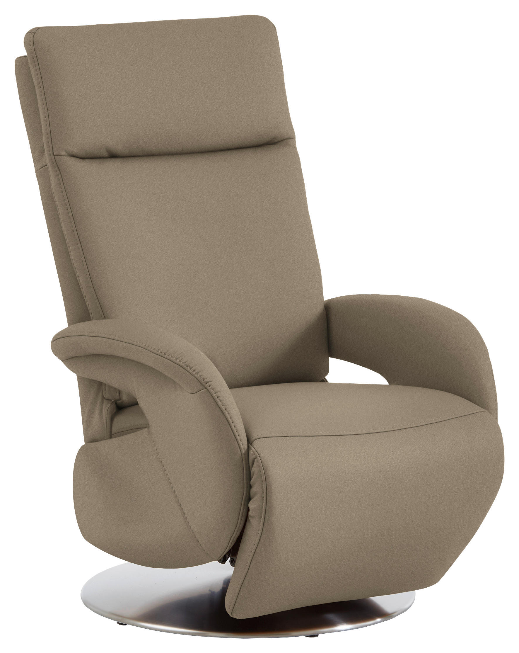 RELAXSESSEL in Leder Greige  - Edelstahlfarben/Greige, Design, Leder/Metall (70/108/80cm) - Cantus