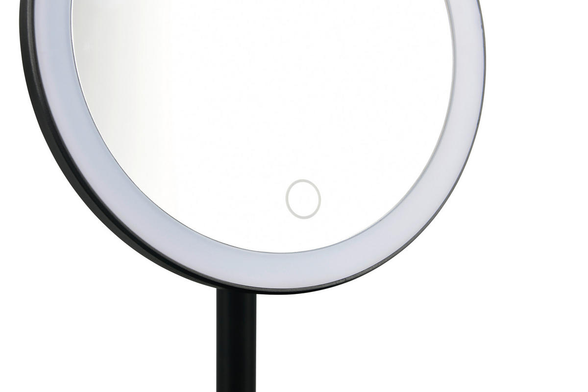 LEUCHTSPIEGEL 18/28,5/18 cm  - Schwarz, Basics, Glas/Kunststoff (18/28,5/18cm) - Milino