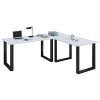 ECKSCHREIBTISCH 190/130/76 cm  in Schwarz, Weiß  - Schwarz/Weiß, MODERN, Holzwerkstoff/Metall (190/130/76cm) - MID.YOU