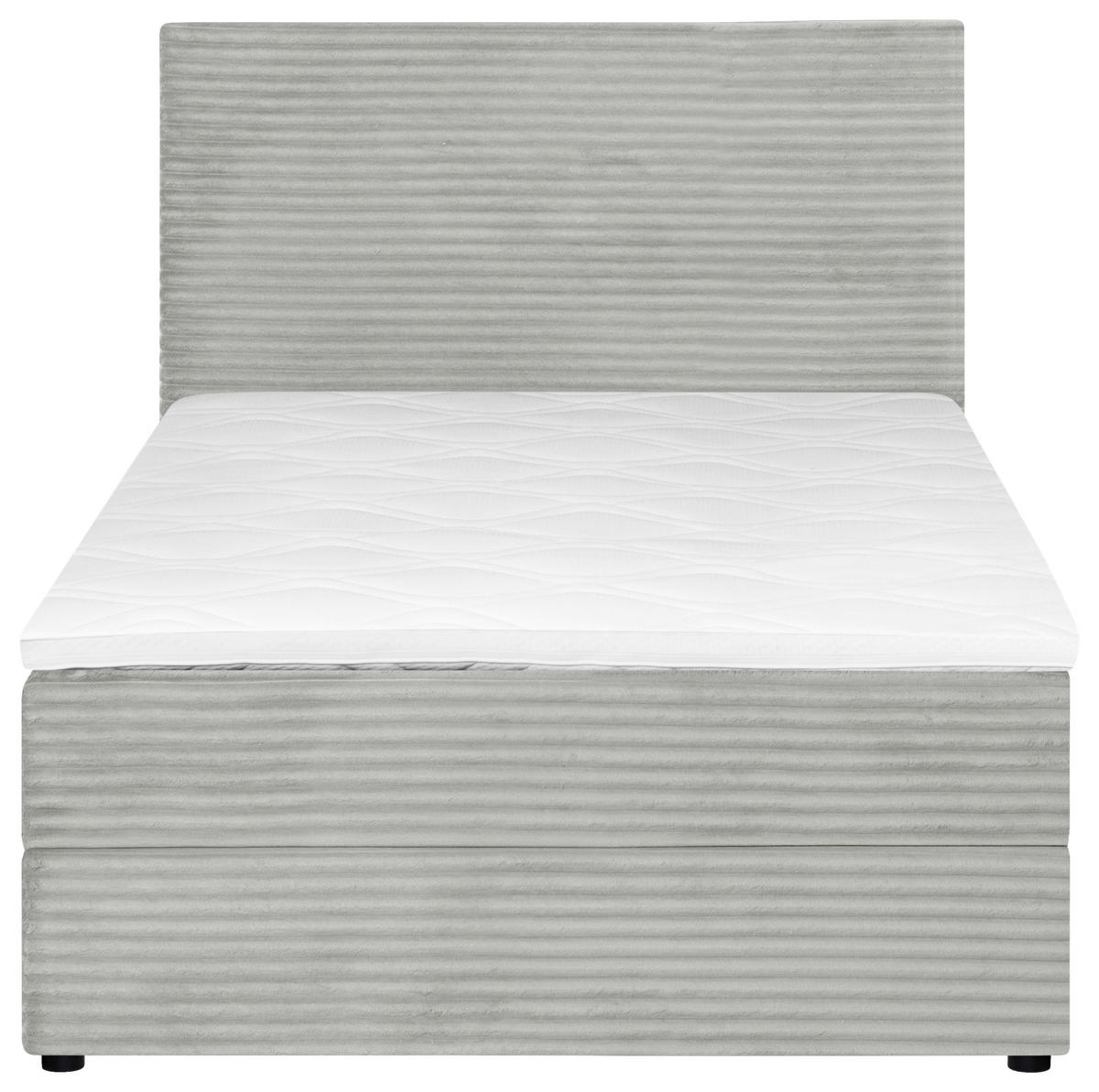 BOXBETT 120/200 cm,  in Hellgrau, Matratze, Bettkasten, Topper, H3 = fest  - Hellgrau/Schwarz, Trend, Kunststoff/Textil (120/200cm) - Boxxx