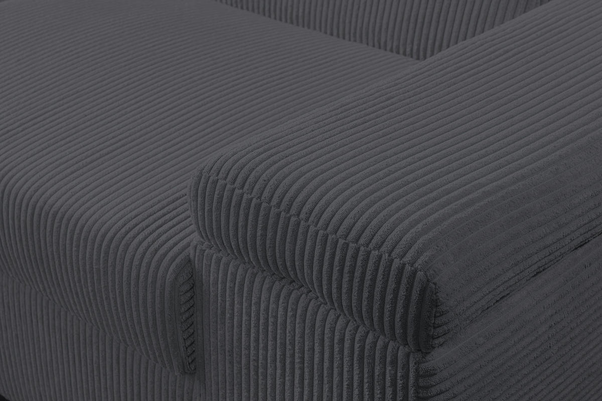 ECKSOFA LARS I Anthrazit Cord  - Chromfarben/Anthrazit, Design, Kunststoff/Textil (215/264cm) - Livetastic