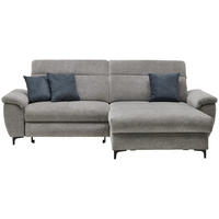 Ecksofa inkl. Funktionen Grau Chenille Bettkasten, Schlaffunktion, Kopfteilverstellung, Rücken echt  - Schwarz/Grau, MODERN, Textil/Metall (185/256cm) - Stylife