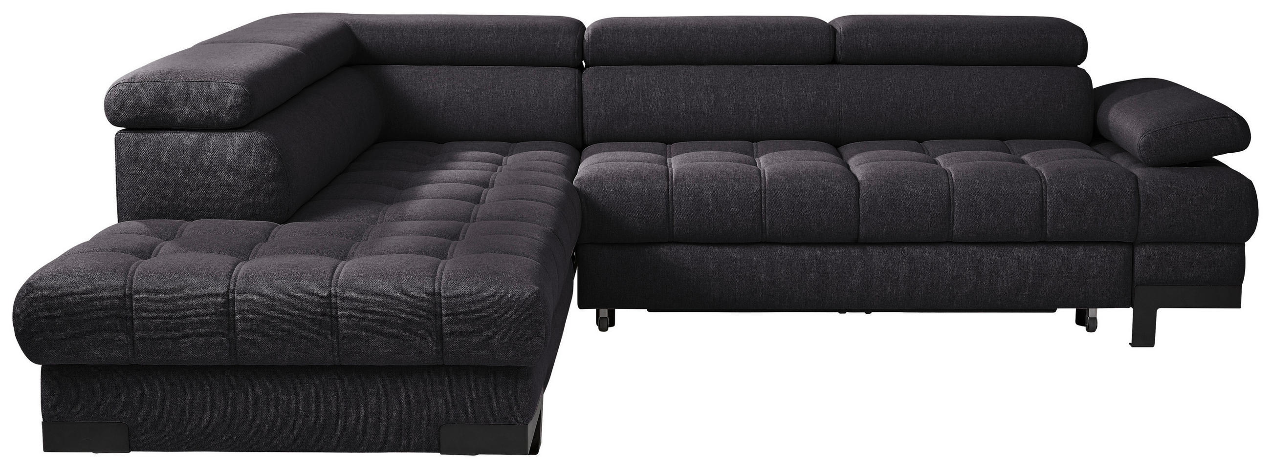 ECKSOFA Schwarz Webstoff  - Schwarz, Design, Textil/Metall (223/263cm) - Welnova