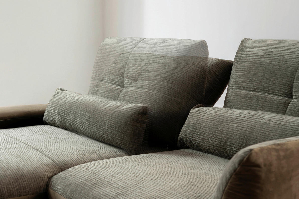 ECKSOFA Olivgrün Flachgewebe  - Schwarz/Olivgrün, Trend, Textil/Metall (191-207/273cm) - Livetastic