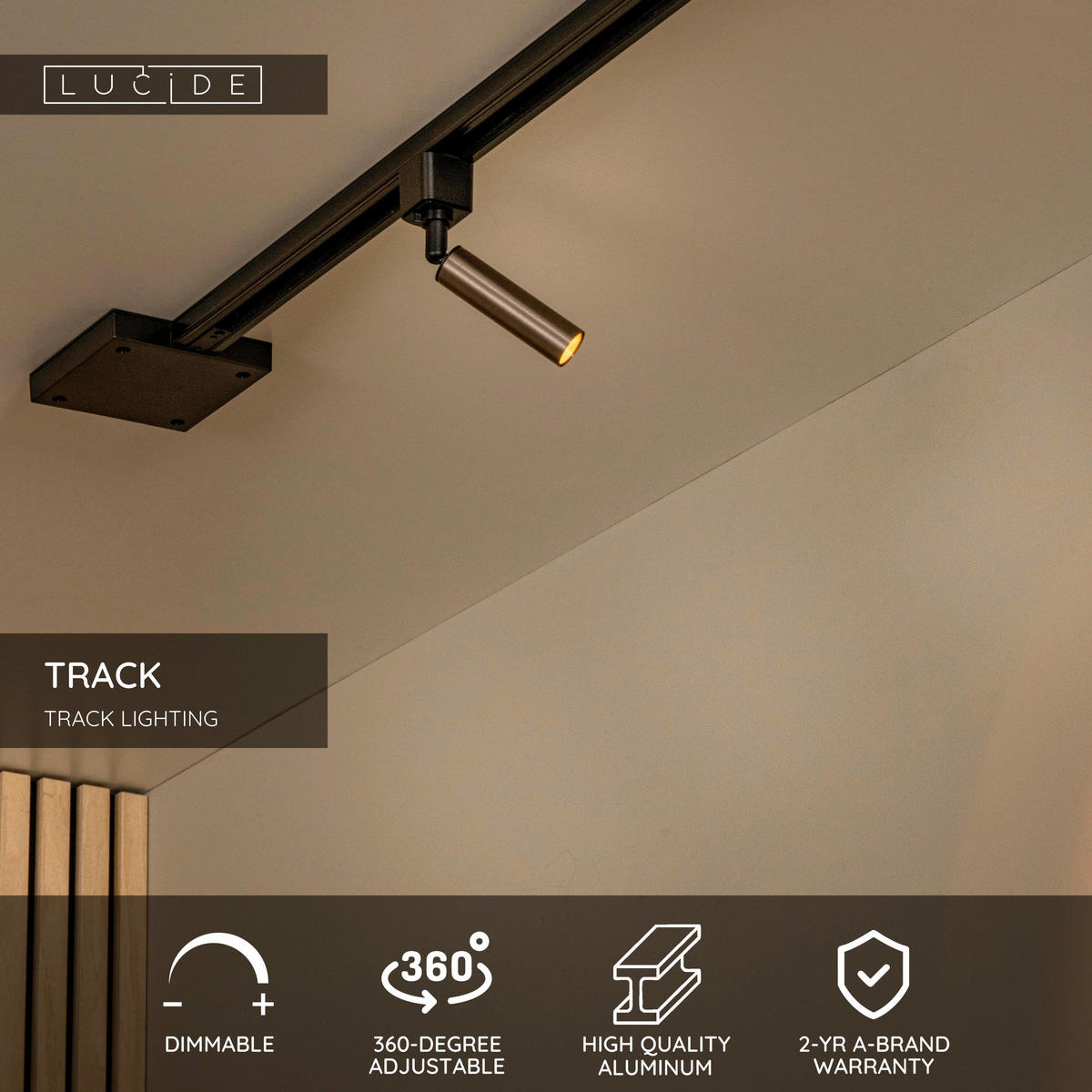 SCHIENENSYSTEM Track 3.9/3.9/16.7 cm   - Cappuccino, Basics, Metall (3.9/3.9/16.7cm) - Lucide