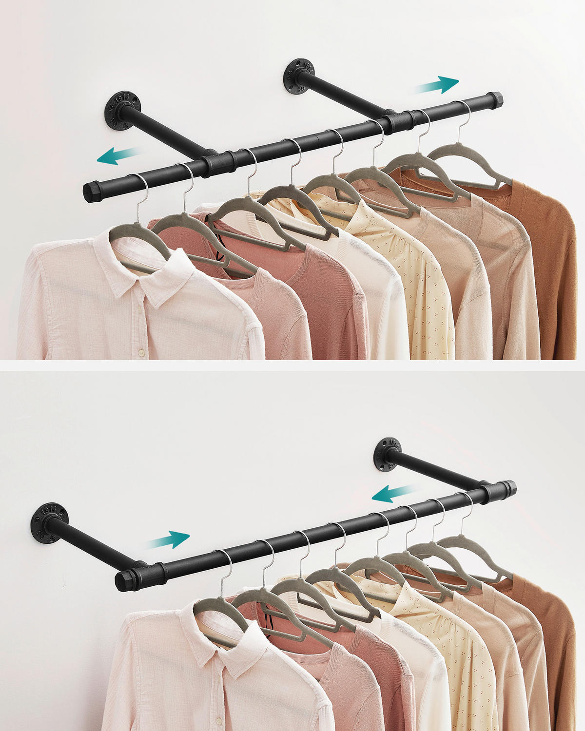 WANDGARDEROBE - Schwarz, Basics, Metall (84/7/30cm)