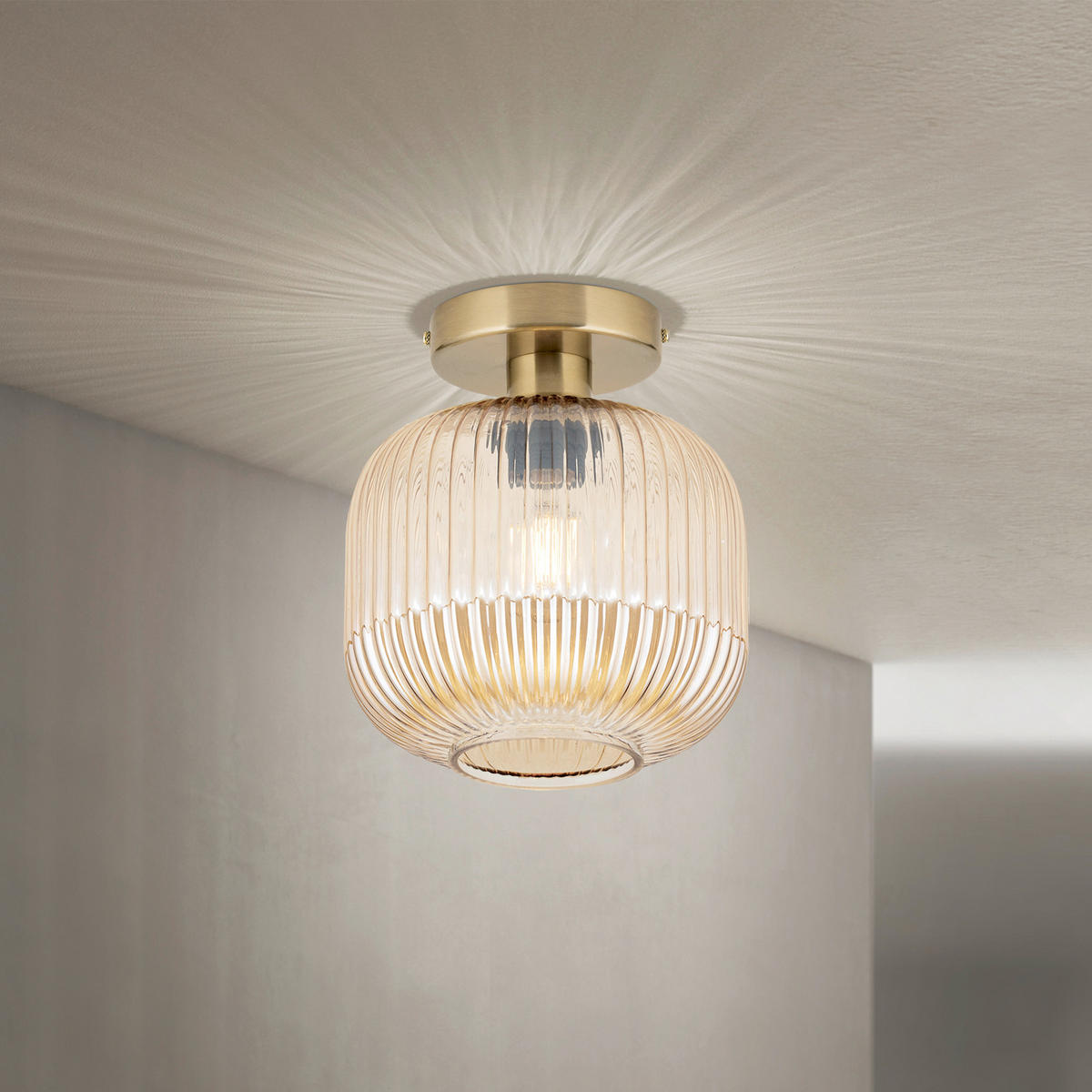 DECKENLEUCHTE Carneval 20/24 cm   - Bernsteinfarben/Bronzefarben, LIFESTYLE, Glas/Metall (20/24cm)