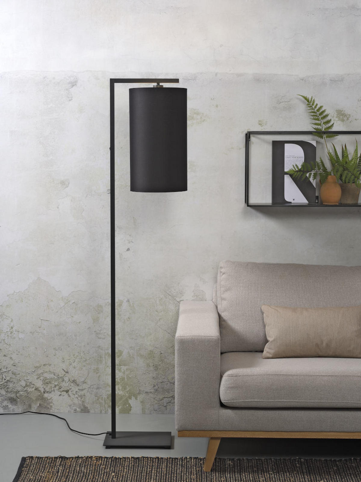 STEHLEUCHTE 35/160 cm    - Schwarz, Basics, Textil/Metall (35/160cm) - It's about Romi