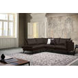 ECKSOFA in Samt Dunkelbraun  - Dunkelbraun/Schwarz, Design, Textil/Metall (200/241cm) - Carryhome