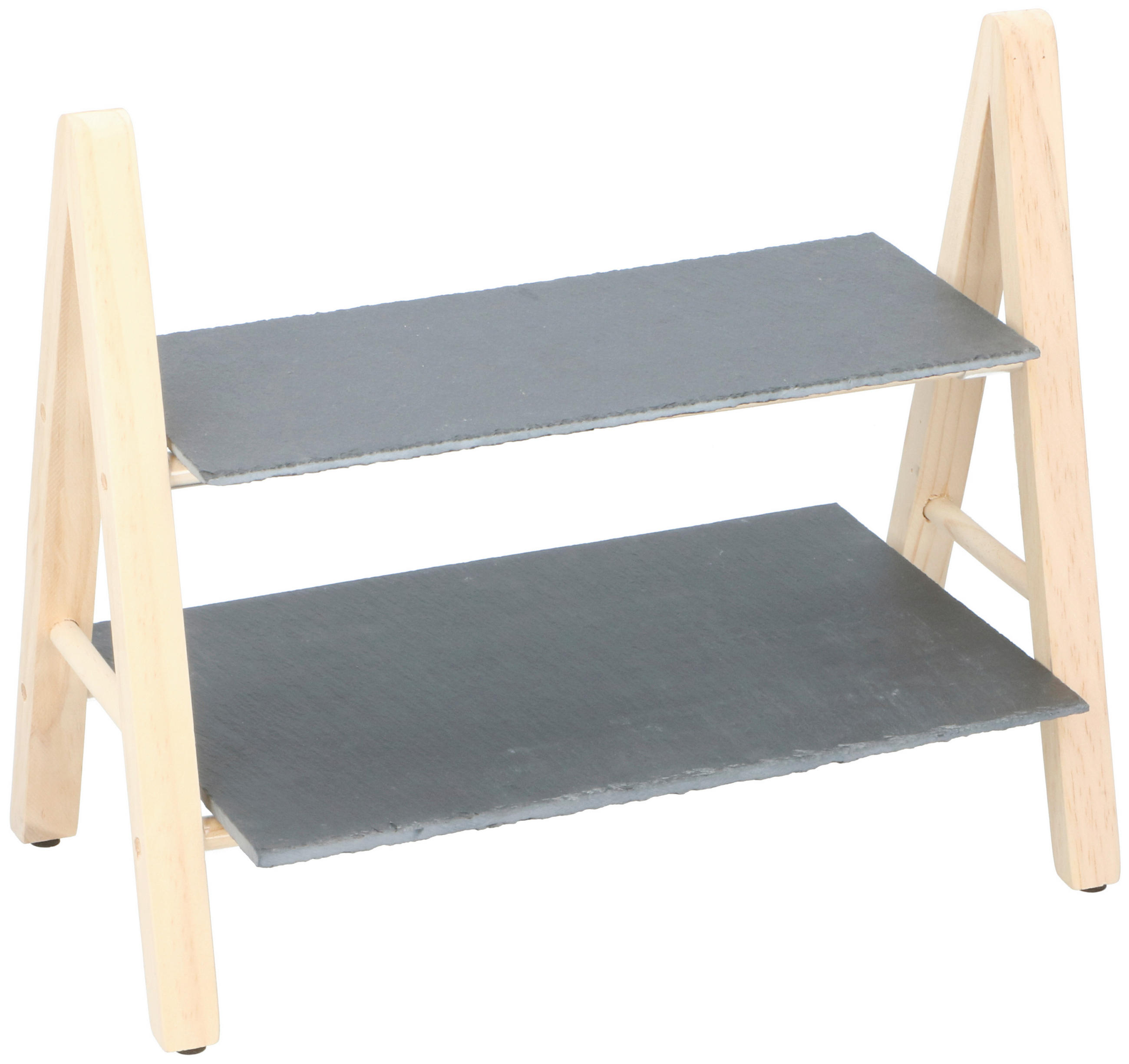 ETAGERE 2-stöckig - Schieferfarben/Naturfarben, Basics, Holz/Stein (31.3/5.5/21.3cm) - Alpina 6287