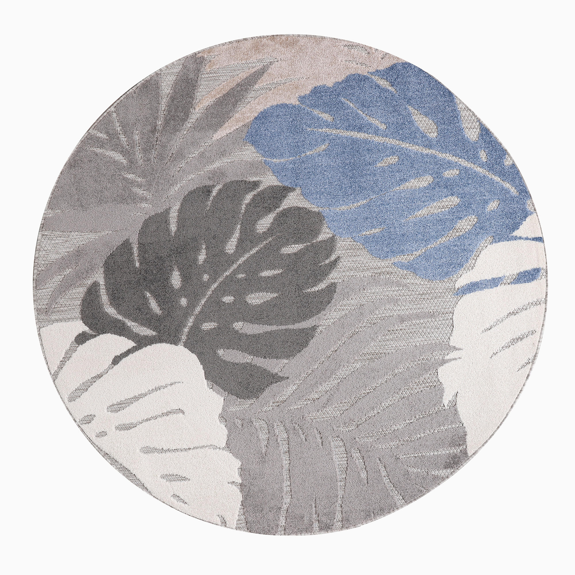 OUTDOORTEPPICH  für Terrasse und Balkon 120 cm Floral Blau  - Blau, LIFESTYLE, Kunststoff/Textil (120cm) - Novel