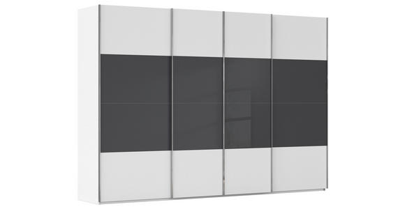 SCHWEBETÜRENSCHRANK  in Schwarz, Weiß  - Chromfarben/Schwarz, KONVENTIONELL, Glas/Holzwerkstoff (316/235/68cm) - Novel