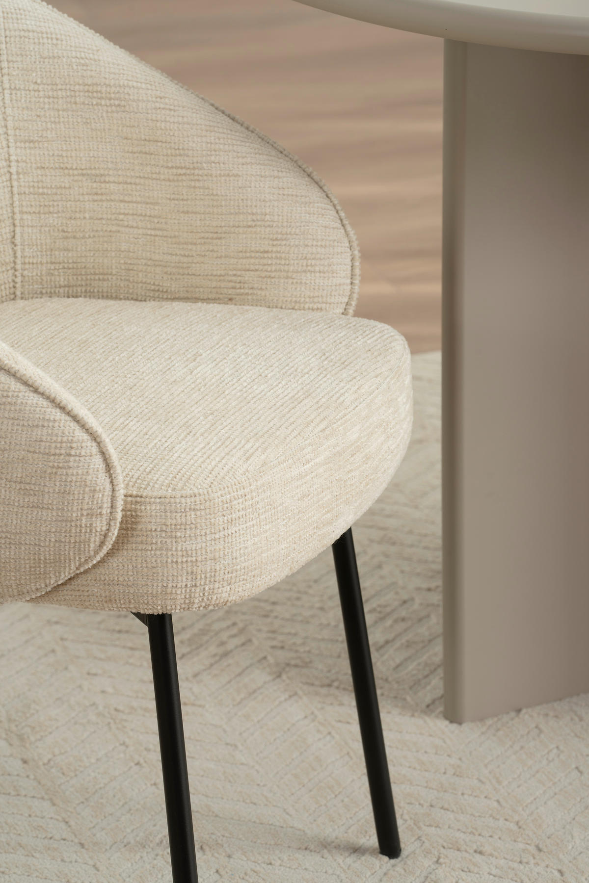 ARMLEHNSTUHL  in Eisen Leinenoptik  - Beige/Schwarz, Basics, Holz/Textil (60/81/62cm) - Livetastic