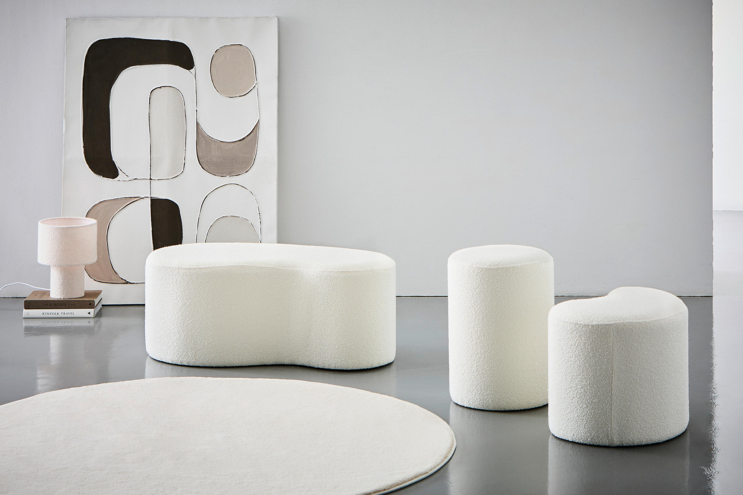 HOCKER in Textil, Holzwerkstoff Weiß  - Weiß, Design, Holzwerkstoff/Textil (93/37/49cm) - MID.YOU