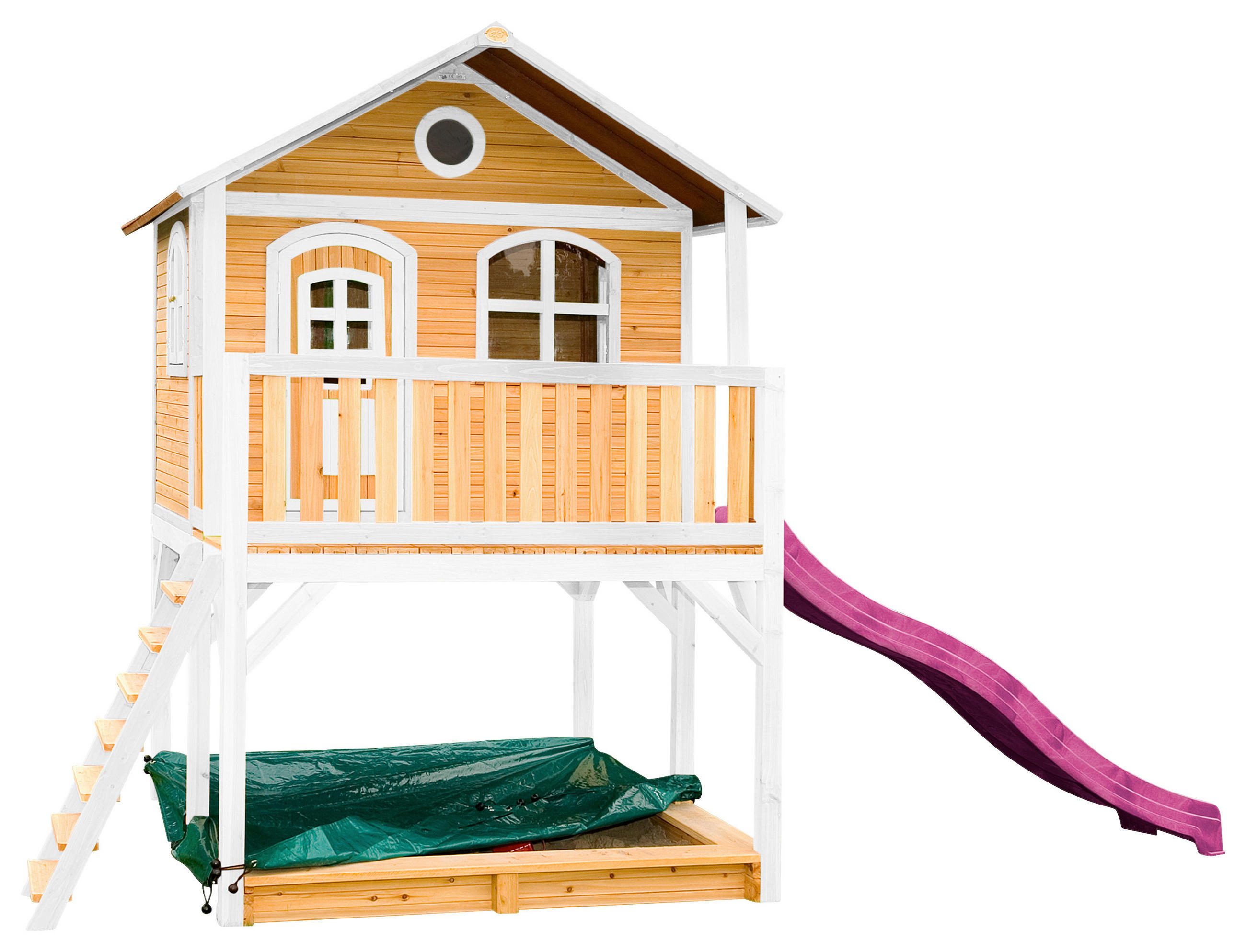 SPIELHAUS 432/293/212 cm  - Lila/Braun, KONVENTIONELL, Holz (432/293/212cm) - Ambia Garden