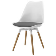 STUHL Flachgewebe Grau, Weiß, Eichefarben - Eichefarben/Weiß, Design, Holz/Kunststoff (48,5/83/54cm) - Ambia Home