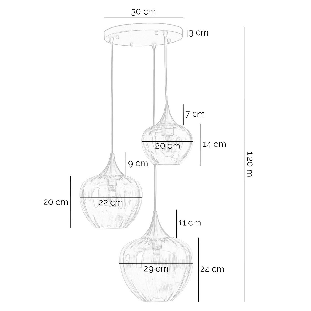 PENDELLEUCHTE 30/30/110 cm  - Cognac, KONVENTIONELL, Glas/Metall (30/30/110cm) - Eglo
