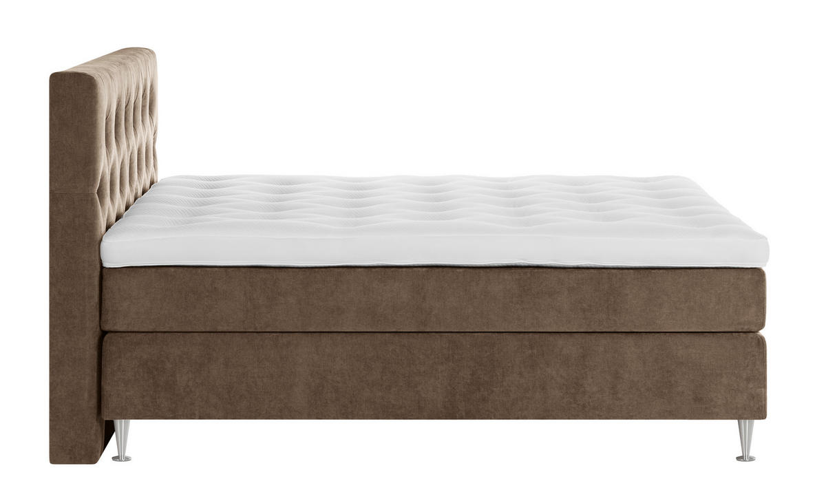 KONTINENTALSÄNG 180/200 cm  i brun  - aluminiumfärg/brun, Klassisk, metall/trä (180/200cm) - Novel