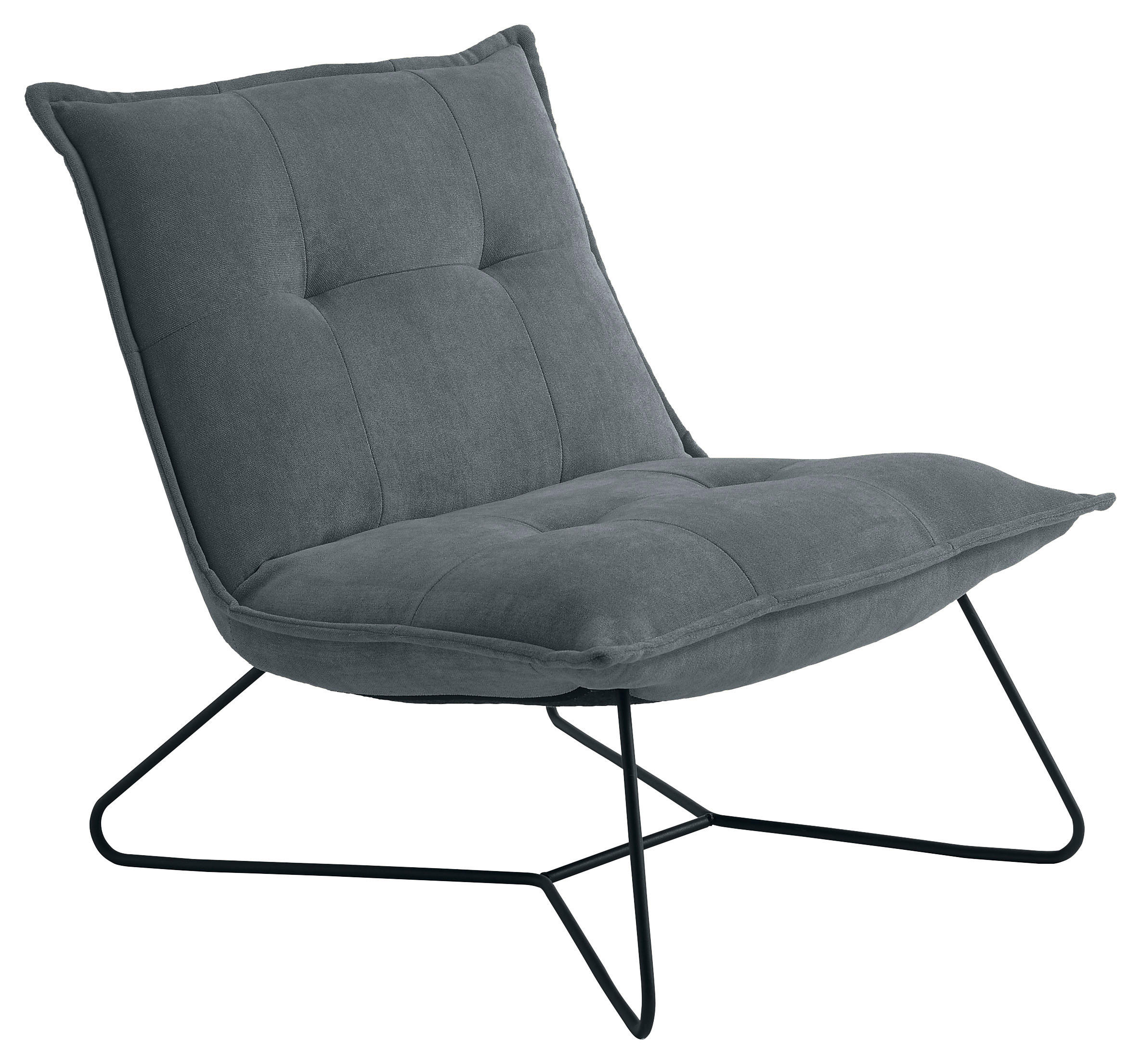 SESSEL Mikrovelours Anthrazit    - Anthrazit/Schwarz, Basics, Textil/Metall (69/76/86cm) - MID.YOU