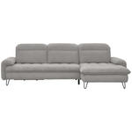 ECKSOFA in Flachgewebe Ecru  - Ecru/Schwarz, LIFESTYLE, Textil/Metall (310/180cm) - Valnatura