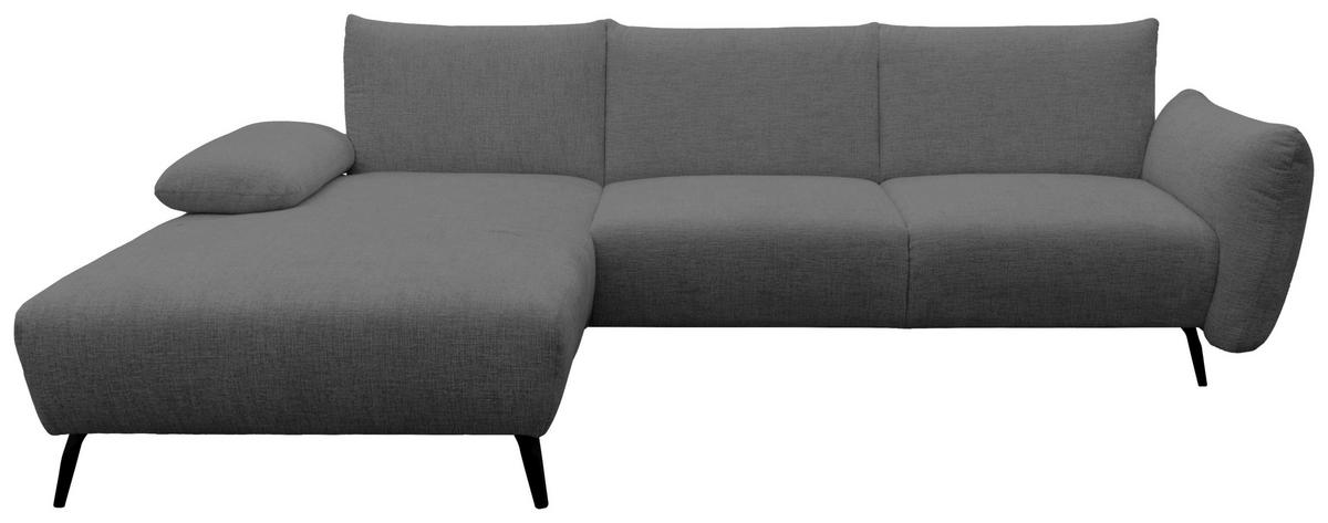 ECKSOFA 200 030 Grau Chenille  - Beige/Schwarz, MODERN, Textil/Metall (155/274cm) - Livetastic