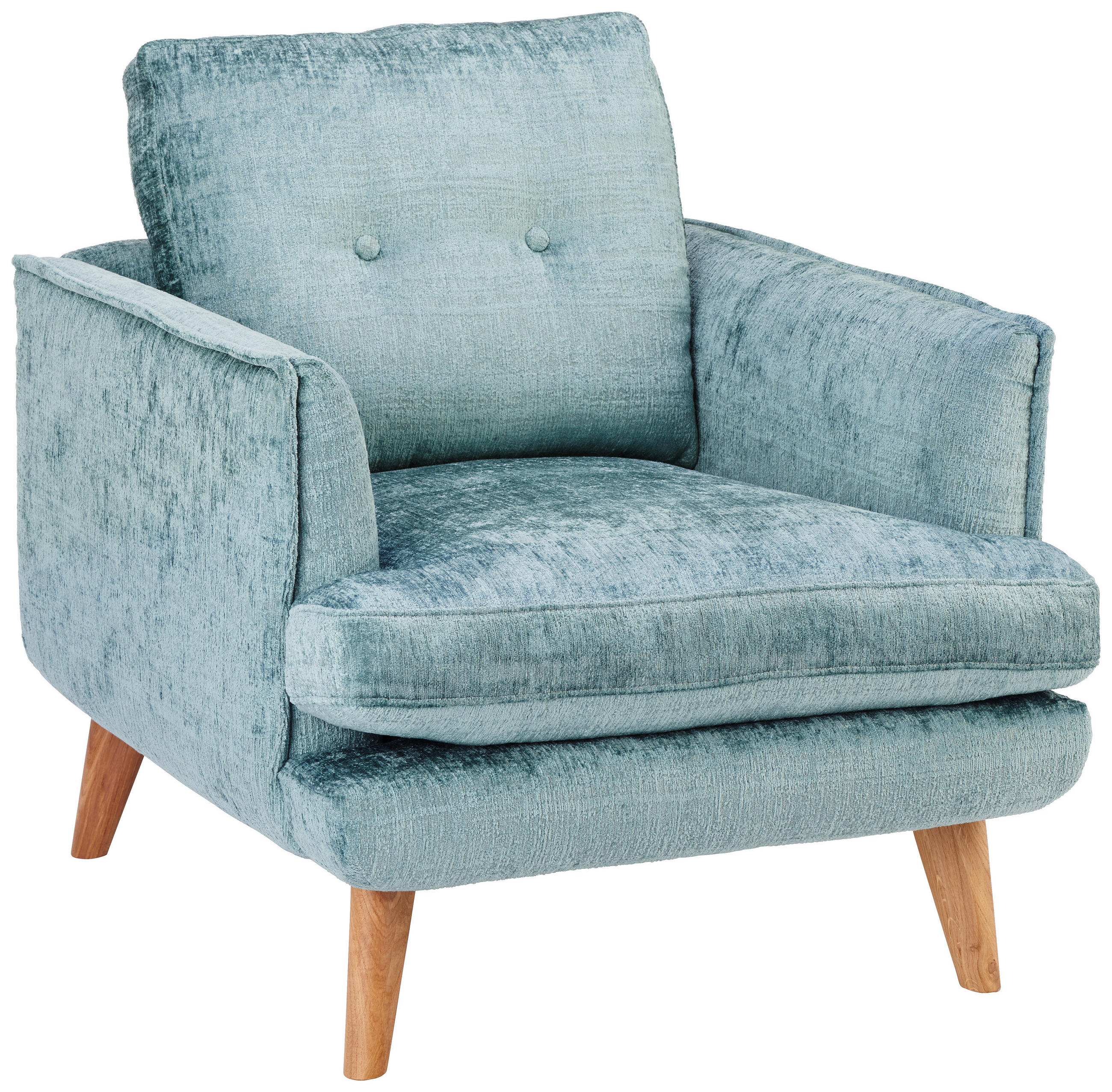SESSEL Velours Türkis  - Türkis/Eichefarben, Design, Holz/Textil (80/93/92cm) - Livetastic