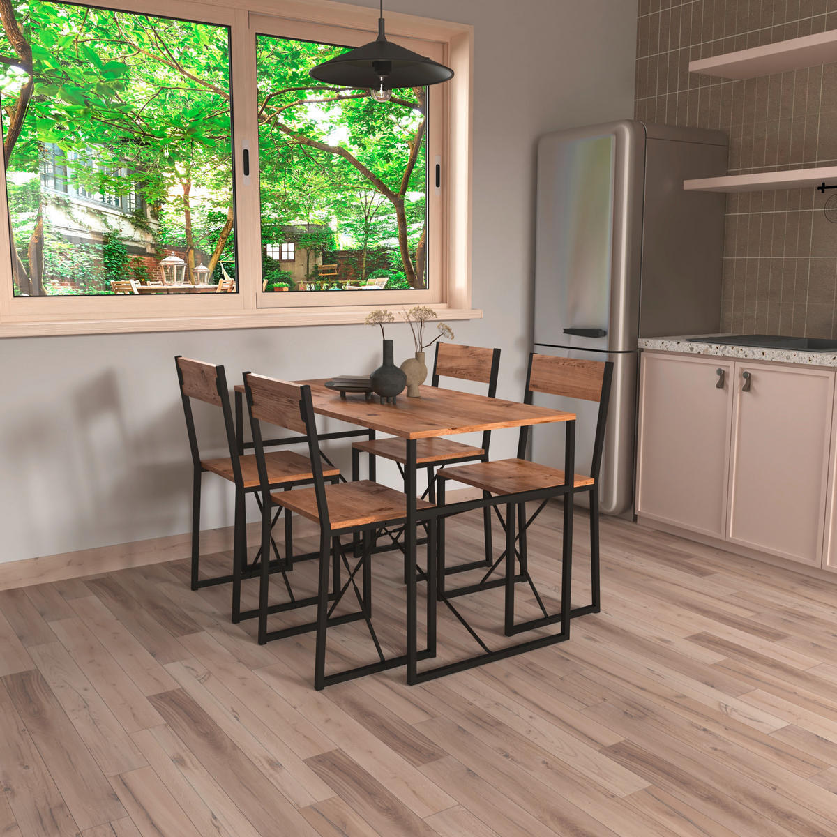 ESSTISCH rechteckig Honigeiche  - Honigeiche/Schwarz, Design, Holzwerkstoff/Metall (120/52,7/84,7cm) - MID.YOU