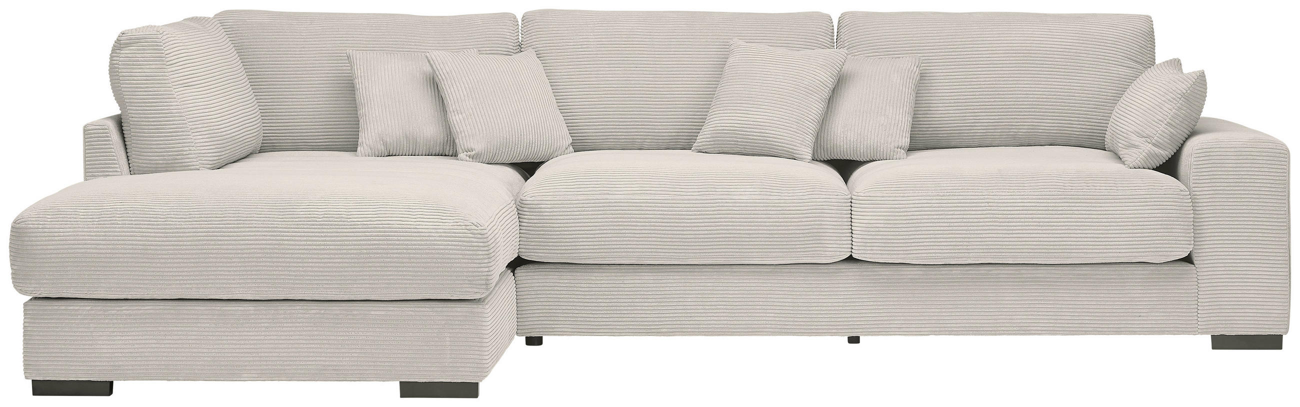 ECKSOFA in Cord Hellgrau  - Hellgrau/Schwarz, Design, Kunststoff/Textil (205/340cm) - Lomoco
