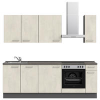 KÜCHENBLOCK 240 cm   in Weiß, Schieferfarben  - Schieferfarben/Edelstahlfarben, MODERN, Holzwerkstoff/Metall (240cm) - Nobilia