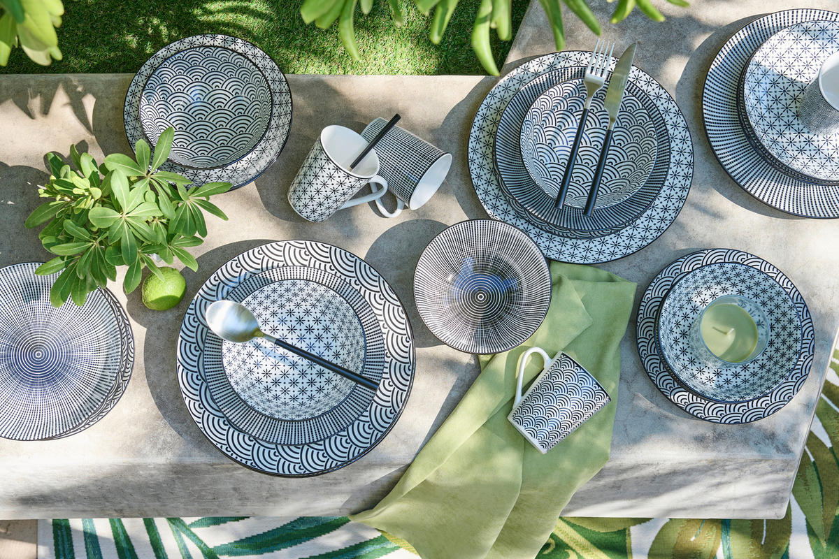 KOMBINOVANÝ SERVIS Tokyo 30-dielne  - čierna/biela, Trend, keramika - Novel