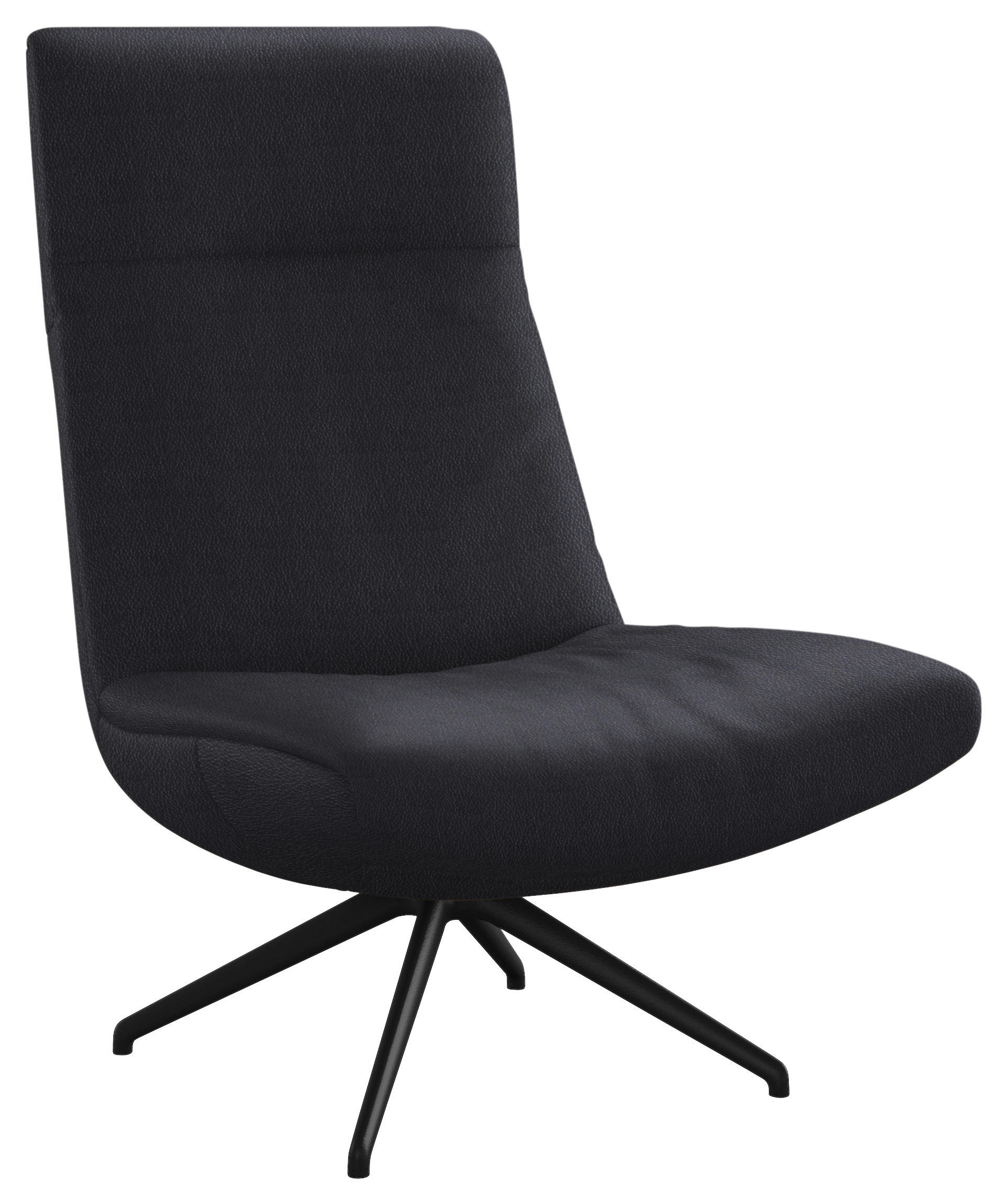 SESSEL in Echtleder Dunkelblau  - Schwarz/Dunkelblau, Modern, Leder/Metall (74/105/92cm) - Johann Jakob