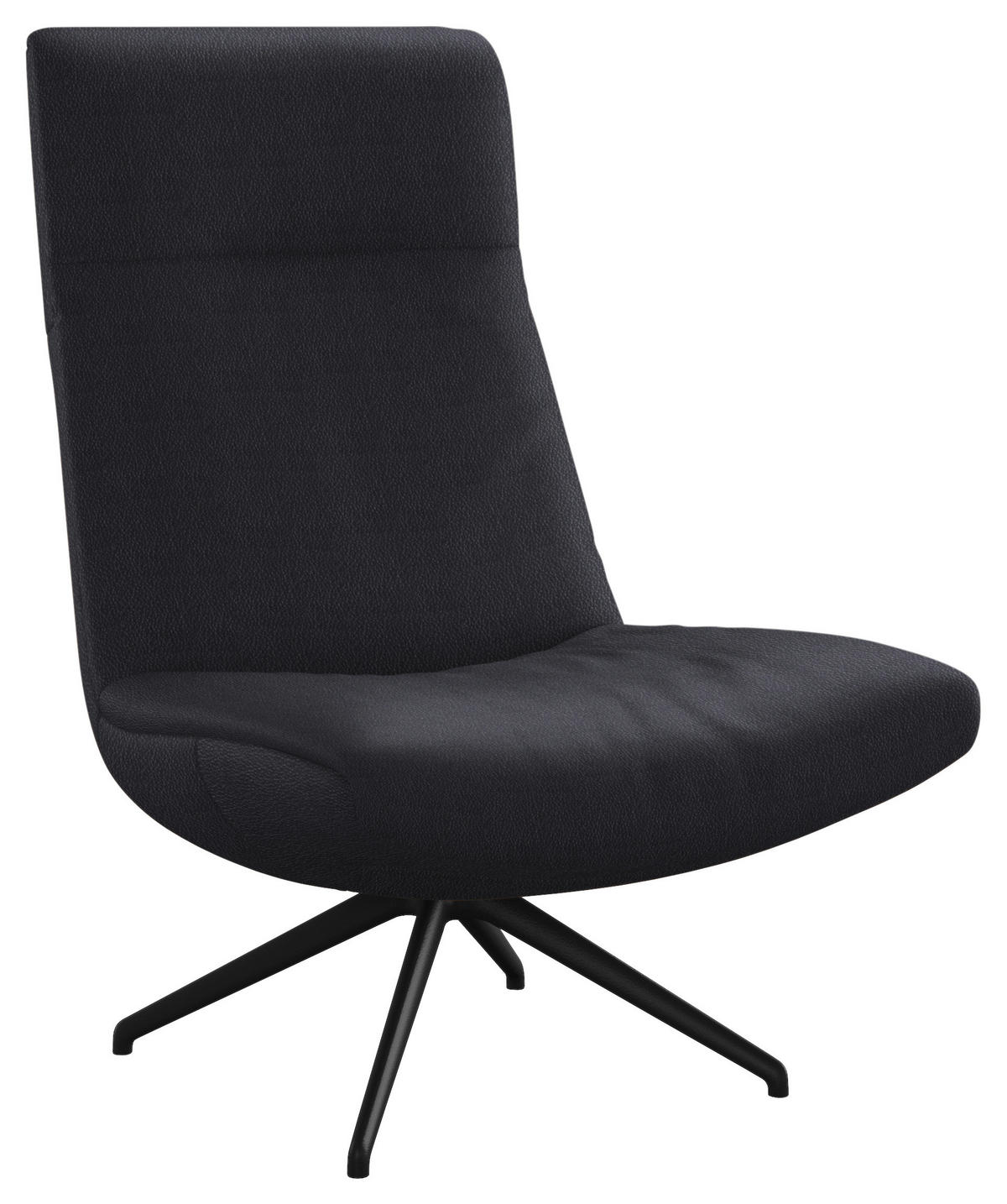 SESSEL in Echtleder Dunkelblau  - Schwarz/Dunkelblau, Modern, Leder/Metall (74/105/92cm) - Johann Jakob