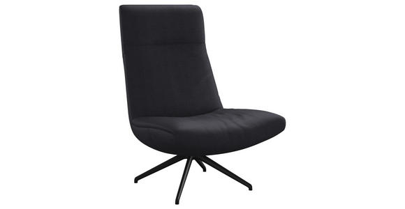 SESSEL in Echtleder Dunkelblau - Schwarz/Dunkelblau, MODERN, Leder/Metall (74/105/92cm) - Johann Jakob