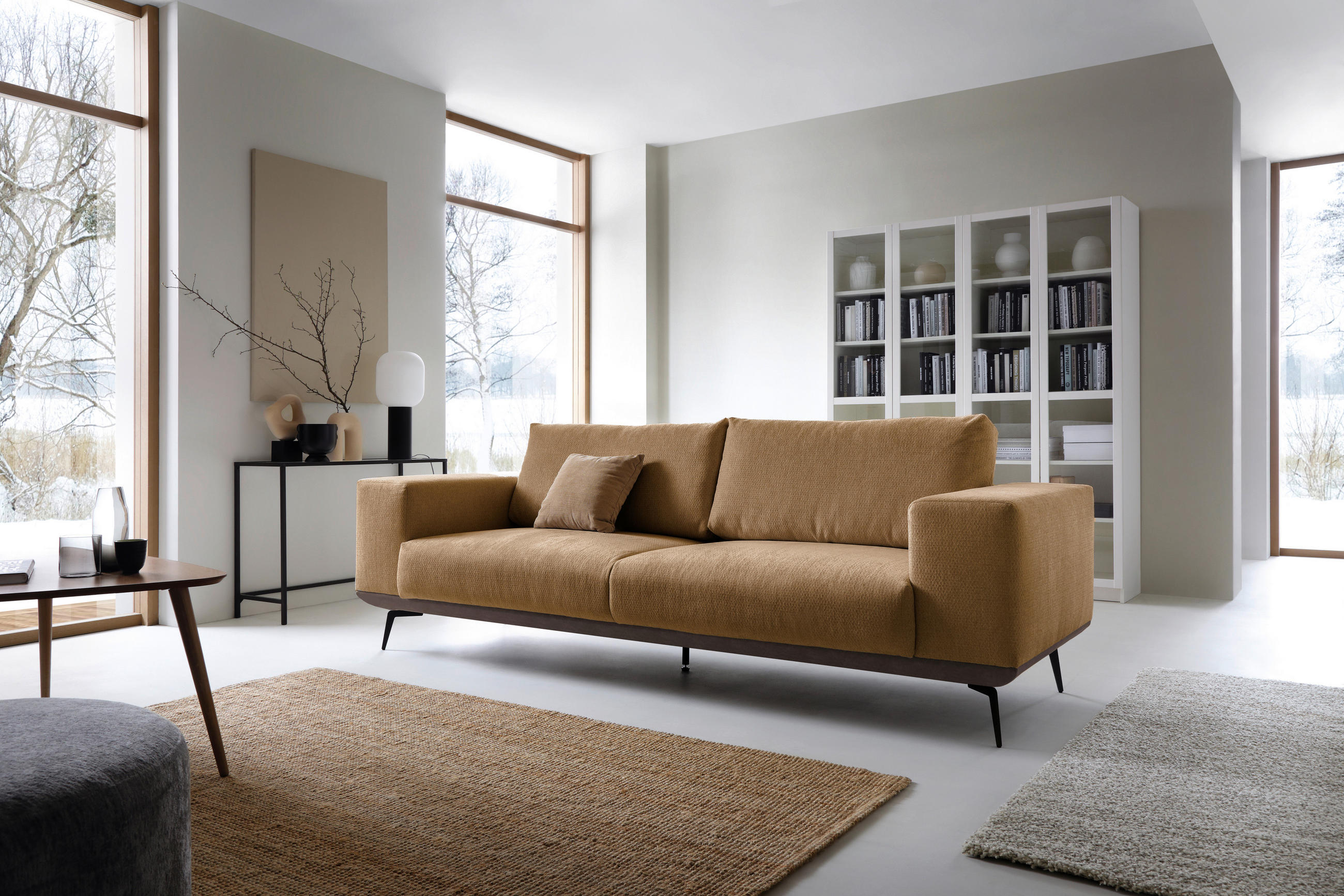2-SITZER-SOFA in Chenille Rostfarben  - Rostfarben/Schwarz, Design, Holz/Textil (260/87/95cm) - MID.YOU
