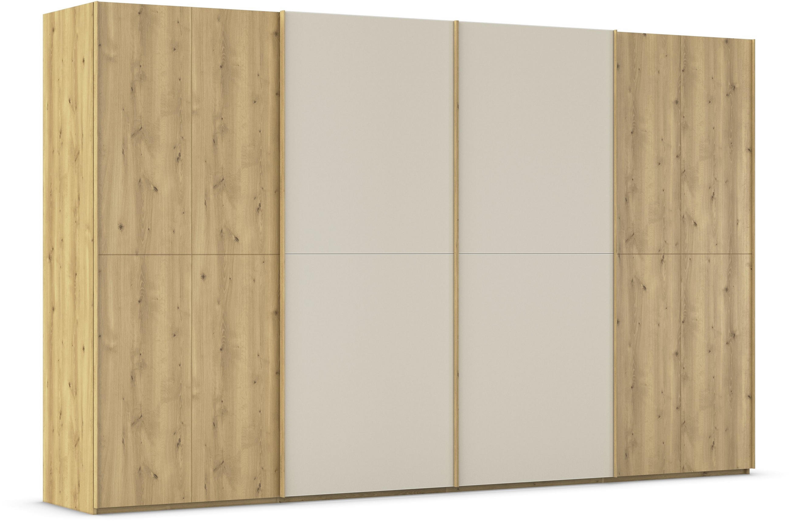 SCHWEBETÜRENSCHRANK 360/223/68 cm 4-türig Eichefarben, Champagner  - Champagner/Eichefarben, Design, Glas/Holz (360/223/68cm) - Novel