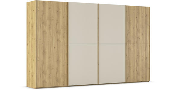 SCHWEBETÜRENSCHRANK 360/223/68 cm 4-türig Eichefarben, Champagner  - Champagner/Eichefarben, Design, Glas/Holz (360/223/68cm) - Novel