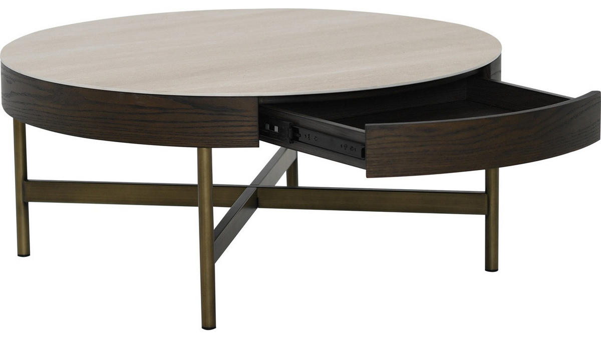SOFFBORD i trä, metall, sten, keramik 90/90/40 cm  - bronsfärgad/sandfärgad, Design, metall/trä (90/90/40cm) - Best Price